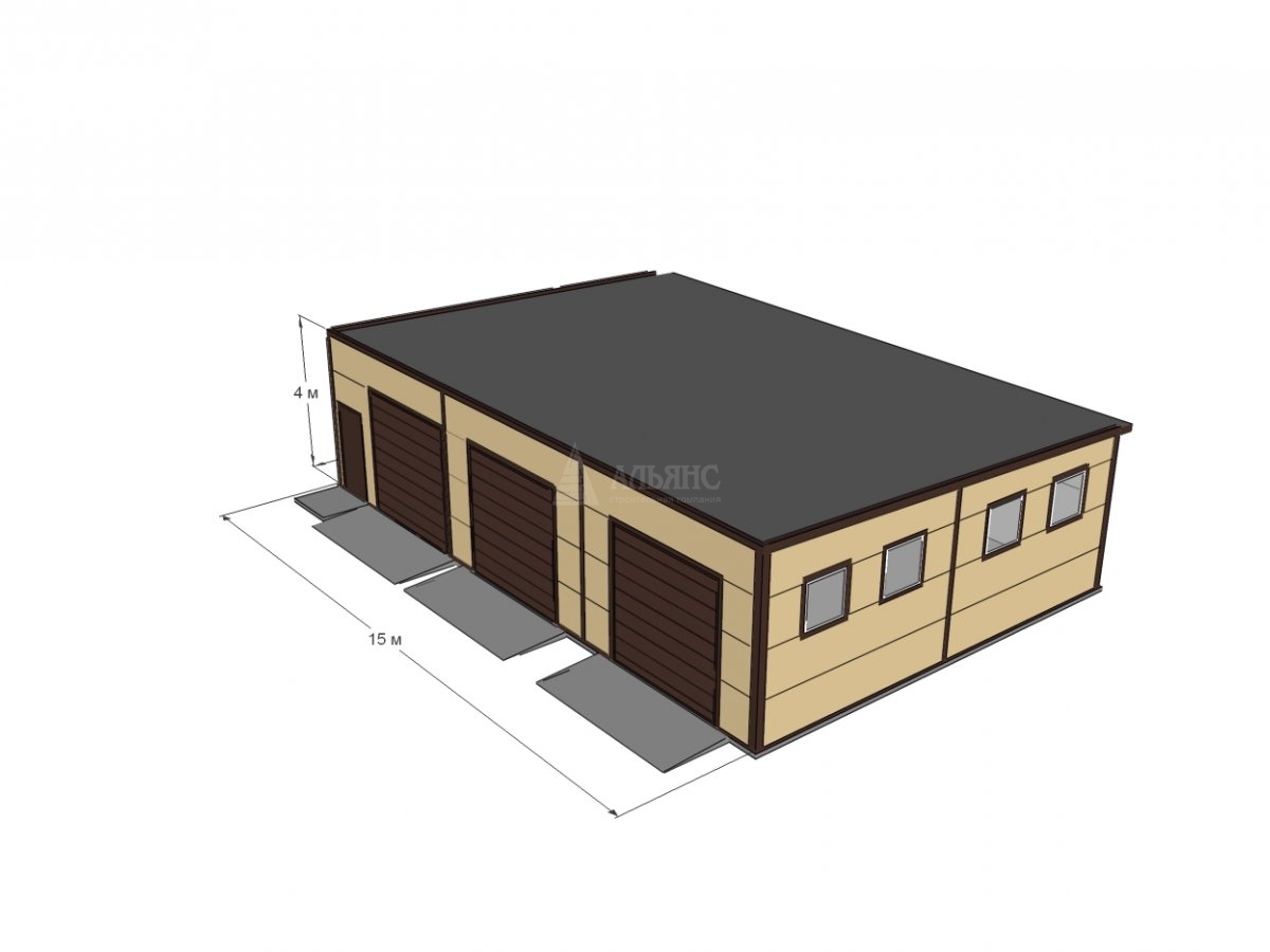 3D визуализация Гараж из сэндвич-панелей - фото 12