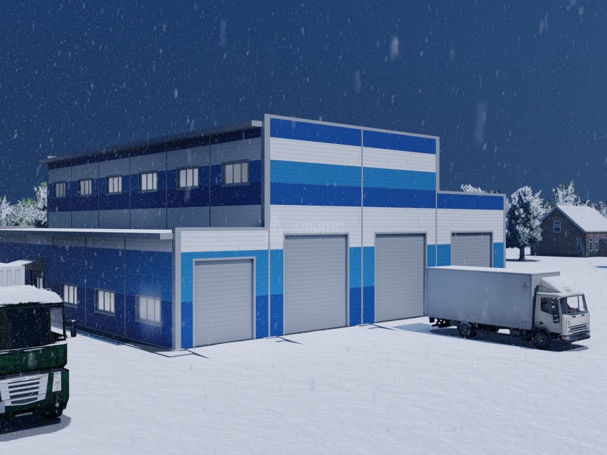 3D визуализация Грузовое СТО из сэндвич-панелей - фото 6