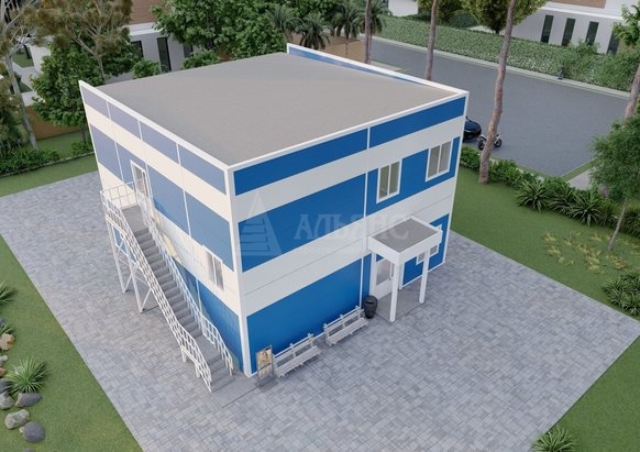 3D визуализация Офисное здание из сэндвич-панелей - фото 4